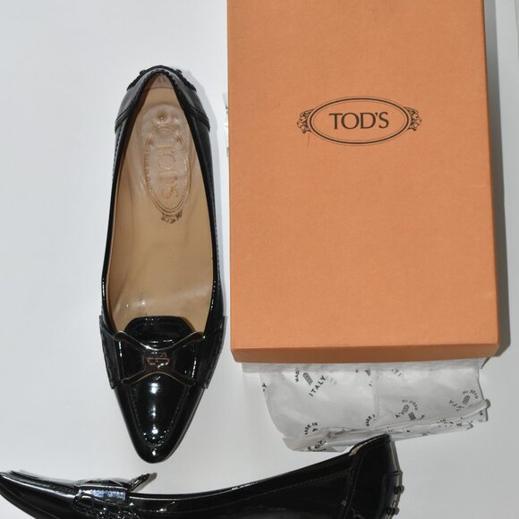 Tod's black leather loafer pumps with a kitten heel EU 36.5/US 6.5 - Picture 5 of 7